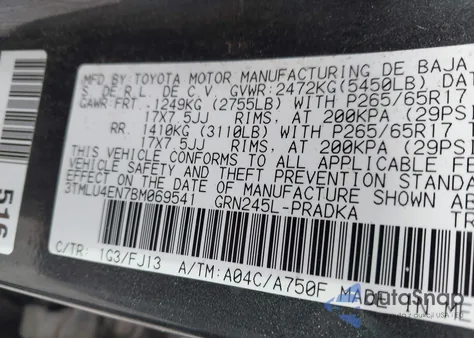 2011 Toyota Tacoma Base V6 from USA, damaged, VIN 3TMLU4EN7BM069541